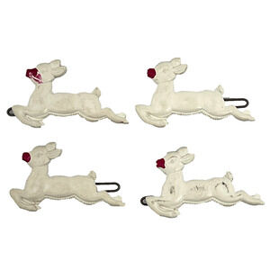 Lot of 4 Red Nose Reindeers Hairclip Holiday Season Hair Clasp Accessories